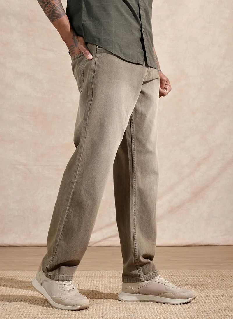 Wrogn  Solid Anti Fit Jeans  | Khaki for Men | Best Price UAE